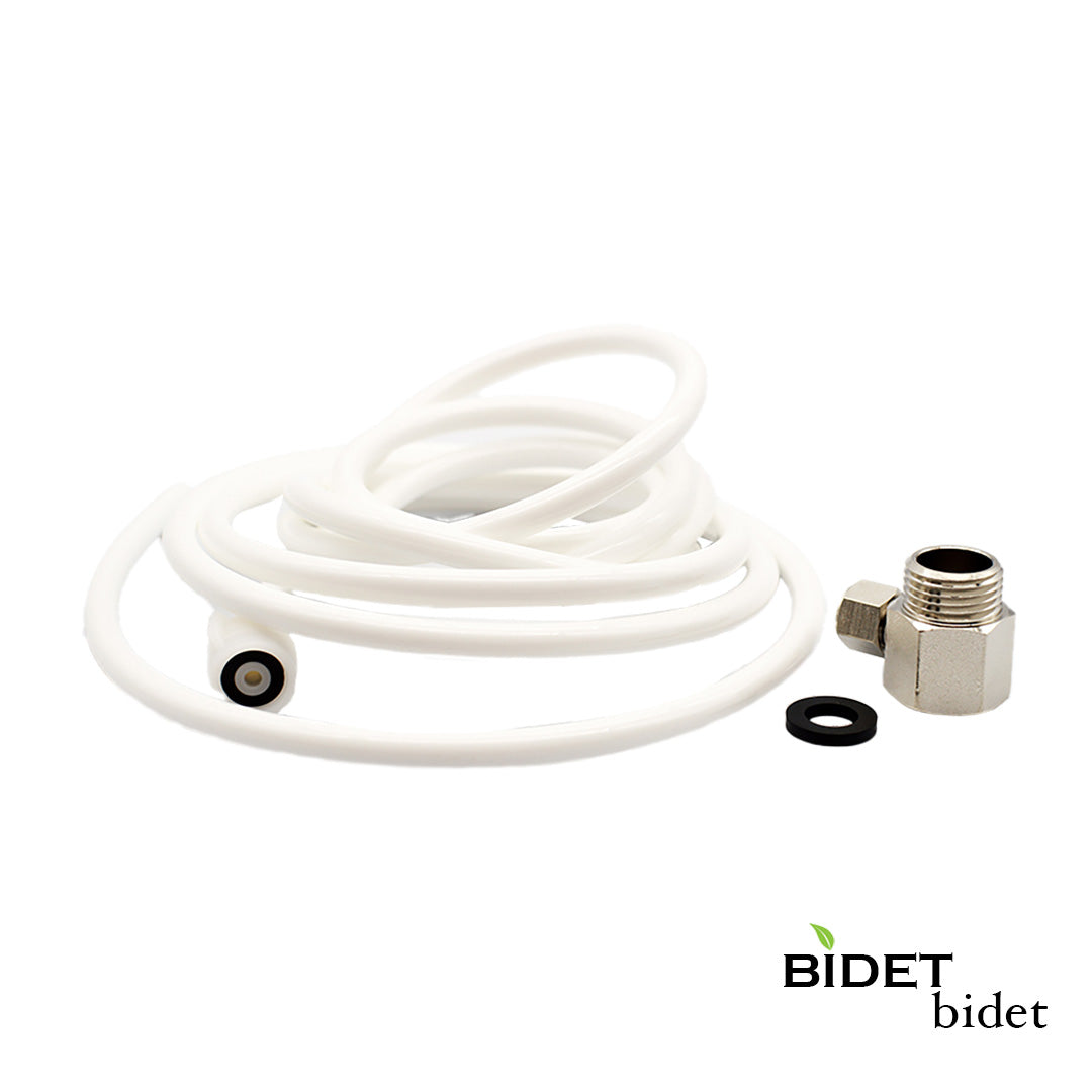 9' Polyurethane Hose for Sink Connection with 1/2" Mini Adapter - Bidet Accessories