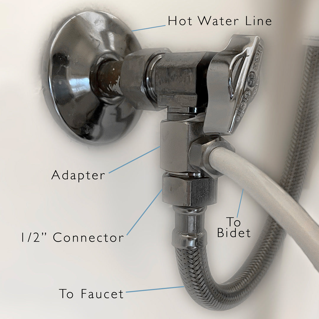 9' Polyurethane Hose for Sink Connection with 1/2" Mini Adapter - Bidet Accessories