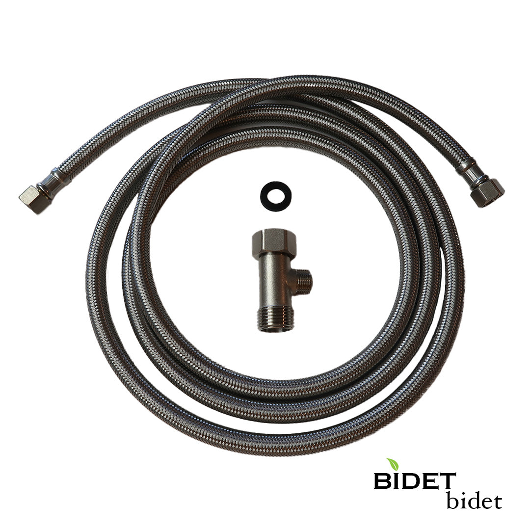 Stainless Steel Braided Hose for Sink Connection with 1/2" Mini Adapter - Bidet Accessories